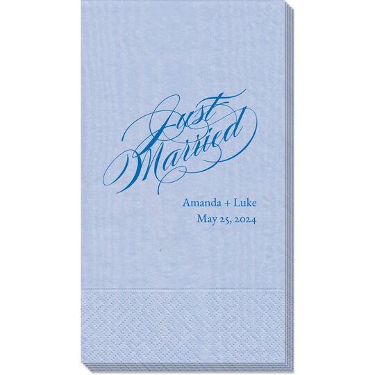 Romantic Just Married Moire Guest Towels